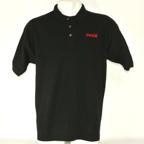 COCA-COLA Merchandiser Employee Uniform Polo Shirt Black NEW Size L Large - Picture 2 of 7